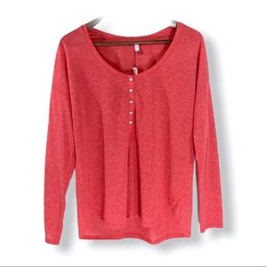 NWT VICTORIAS SECRET Soft Cozy Mango Pink Long Sleeve Scoop Neck Top Size small